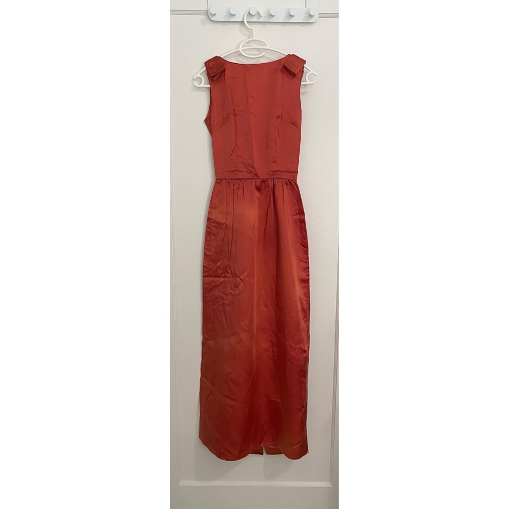 Hip 1960s tangerine wiggle dress in silk satin